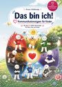"Das bin ich! Kommunikationstypen für Kinder." Illustration mit fröhlichen, cartoonartigen Figuren in bunter Natur.