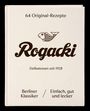 "64 Original-Rezepte. Rogacki. Delikatessen seit 1928. Berliner Klassiker / Einfach, gut und lecker." Illustrative Gestaltung.
