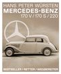 Hans Peter Würsten; Mercedes-Benz 170 V / 170 S / 220; Bestseller / Retter / Wegbereiter; Oldtimer seitlich vor Logo.