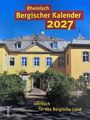 "Rheinisch Bergischer Kalender 2027" und "Jahrbuch für das Bergische Land". Ein gelbes Gebäude mit grauem Dach und vielen Fenstern.