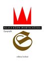 „Klaus Rähm ‚Wortschätze‘“, „Typografik“, „edition bodoni“, rote Krone, braunes Logo mit einem stilisierten „e“.