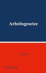 "Arbeitsgesetze", "5. Auflage", "TESSA". Oben dunkelblau, unten rot mit weißem Streifen dazwischen.