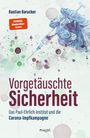 Titel: "Vorgetäuschte Sicherheit". Illustration zeigt abstrakte, verbundenen Kreise in Grün- und Blautönen.
