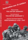 Roter Hintergrund, oben Text: "Sonderedition zum 20. Jubiläum". Darunter Titel "You Enter Germany". Schwarz-weißes Foto dreier Soldaten.