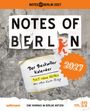 „NOTES OF BERLIN“, „Der Bestseller Kalender“, „2027“, „365 neue Notes“, Bär-Logo, graue Wand, orange Akzente.