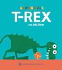 Text: "Animanimals T-REX von Julia Ocker." Illustration: Ein grüner T-Rex beißt in einen Ball.