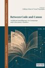 "Between Code and Canon", Bd. II, KI in Sprache und Literatur. Stilisiertes Buch mit geometrischen Mustern.