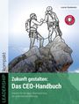 Buchcover: "Zukunft gestalten: Das CEO-Handbuch" von Leonie Stankewitz. Illustration von zwei Kletterern auf einem Berg.