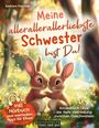 "Meine allerallerliebste Schwester bist Du!" Kinderbuch mit zwei Hasen-Zeichnungen, inniger Moment zwischen Geschwistern.