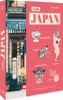 Titel: Echt Japan. Themen: Gastronomie, Natur, Entdeckungen, Kultur, Kunst. Authentisch gestaltete Buchcover-Illustration.