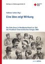 Titel: "Eine Idee zeigt Wirkung". Illustration von historischen Figuren. Logo des Deutschen Roten Kreuzes.