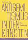 „Stella Leder (Hg.) ANTISEMITISMUS IN DEN KÜNSTEN Eine Einführung“. Gelber Hintergrund, violette Schrift.