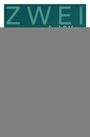 Der Text oben links lautet "ZWEI" in großen Buchstaben. Der Rest des Bildes ist grau.