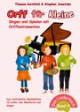 Text: Orff für Kleine. Singen und Spielen mit Orffinstrumenten. Illustrationen von spielenden Kindern mit Musikinstrumenten.