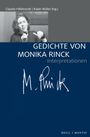 "Claudia Hillebrandt | Ralph Müller (Hg.). GEDICHTE VON MONIKA RINCK Interpretationen." Eine redende Frau mit Mikrofon.