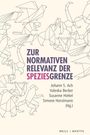 Text: "Zur normativen Relevanz der Speziesgrenze." Geometrische Origami-Tiere auf hellbeigem Hintergrund.