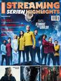 STREAMING SERIEN HIGHLIGHTS, Emmy Rossum jagt Serienkillerin. Crew in futuristischen Uniformen, Hintergrund Weltraum.
