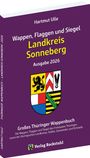 Titel: "Wappen, Flaggen und Siegel Landkreis Sonneberg". Ein Wappen mit Löwe und Schere, Verlag Rockstuhl Logo unten.