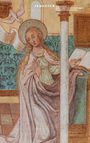 Text: "JENKOFEN FILIALKIRCHE MARIA UNBEFLECKTE EMPFÄNGNIS RAUMSTANDSETZUNG 2020". 

Illustration: Engel mit Heiligenschein, lesende Frau.