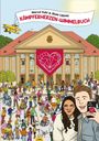 „Kämpferherzen-Wimmelbuch“ von Marcel Kahl & Shiila Lippold. Fröhliche Menge vor einem Gebäude mit Herz-Faust-Banner.