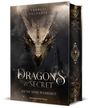 „Andreas Suchanek, Dragons in Secret, Asche und Wahrheit, Drachenmond Verlag.“ Ein Drache mit goldenen Augen im Vordergrund.