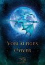 Text: "Vorläufiges Cover". Illustration: Ein blauer Drache fliegt vor einem leuchtenden Vollmond. Logo unten.