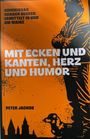 Ein Buchcover in Orange mit schwarzer Silhouette eines Mannes und Hund. Texte: "Kommissar Schack Bekker ermittelt in und um Mainz", "Mit Ecken und Kanten, Herz und Humor", "Peter Jackob".