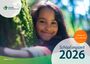 "Schöpfungszeit 2026" und "1. September bis 4. Oktober" über einem fröhlichen Kind neben einem Baum. Links ein Logo.