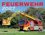 Text: "FEUERWEHR 2027" und "HANS-JOACHIM PROFELD". Feuerwehrfahrzeug mit Leiter vor Bäumen und blauem Himmel.