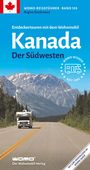 „Entdeckertouren mit dem Wohnmobil: Kanada. Der Südwesten“ zeigt ein Wohnmobil auf einer Straße in einer Berglandschaft.