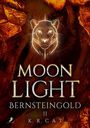 "Moon Light – Bernsteingold II – K.R. Cat". Eine leuchtende Tierlinie auf bernsteinfarbenem Hintergrund.