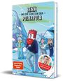 „Benx und der Schatten über Polarpola“ steht oben. Darunter Comicfiguren in Winterkleidung in einer eisigen Landschaft.