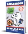 PAULBERGER SCHULPLANER 2026/2027. Rätsel, Wimmelbilder, Spiele, Rezepte u.v.m. Ein Comic-Charakter mit Rucksack und Buch.
