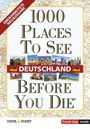 "1000 Places to See Before You Die: Deutschland" mit Fotos von Sehenswürdigkeiten und einem Landkarten-Hintergrund.
