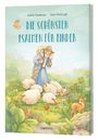 "Die schönsten Psalmen für Kinder" steht oben. Illustration: Ein alter Mann mit Kind und Schafen auf einer Blumenwiese.
