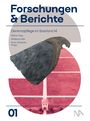 „Forschungen & Berichte, Denkmalpflege im Saarland 14“; halbierte Axt über rotem Kreis mit Landschaftsmuster.