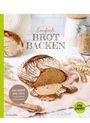 "Einfach Brot backen." Ein Laib Brot auf einem Tuch, umgeben von Weizenähren und einem Messer. Rechts "Mix Genuss" Logo.