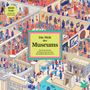 Text: „Die Welt des Museums. Ein Puzzle mit über 80 Kunstwerken aus dem Metropolitan Museum of Art.“  
Bunte Illustration eines geschäftigen Museums.  