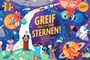 „GREIF NACH DEN STERNEN! Ein Puzzle mit Weltraumheld*innen und Fun Facts.“ Bunte Illustration mit Astronauten im Weltall.
