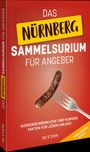 Buchtitel: „Das Nürnberg Sammelsurium für Angeber“. Illustration: Wurst auf Gabel vor rotem Hintergrund.