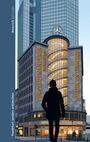 Illustration eines Hochhauses mit der Aufschrift "DER STADTWANDERER Stefan Geyer" und "frankfurt anders entdecken".