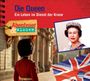 "Die Queen: Ein Leben im Dienst der Krone" steht oben. Unten links ein Soldat, rechts eine britische Flagge und ein Foto der Queen.