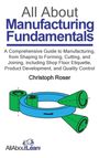 Text: "All About Manufacturing Fundamentals. Christoph Roser." Illustration mit Zahnrädern und Pfeilen.