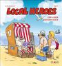 „LOCAL HEROES“, „VOM LEBEN HINTERM DEICH“, Strandkorb mit zwei Schafen, Touristen am Strand, Meer im Hintergrund.