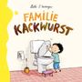 Oben der Titel "Familie Kackwurst". Ein Kind öffnet den Toilettendeckel. Links sind gelbe Farbspritzer.