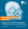 "Grundwortschatz Medizin", Illustration eines Gehirnschnitts, blaues Design, "Stumpf+Kossendey Verlag".