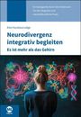 Titel: Neurodivergenz integrativ begleiten. Eine Person betrachtet bunte neuronale Verbindungen auf einer Tafel.