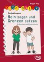 Projektmappe: Nein sagen und Grenzen setzen. Prävention und Kinderschutz. Zwei Kinder mit entschlossenen Ausdrücken.