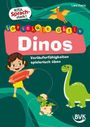 Text: "Vorschule aktiv", "Dinos", "Vorläuferfähigkeiten spielerisch üben". Oben rechts steht "Lara Keste". 

Illustration: Ein Kind mit einem Stift, ein fliegender und zwei stehende Dinosaurier, ein BVK-Logo.