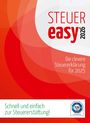"STEUER easy 2026. Die clevere Steuererklärung für 2025. Schnell und einfach zur Steuererstattung!" Rote Grafiken, TÜV SÜD Logo.